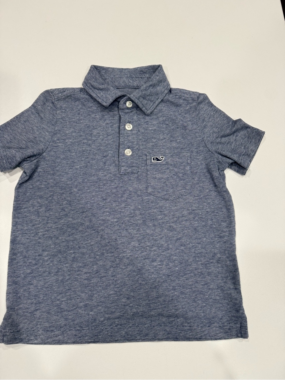 Vineyard Vines Boys' Short Sleeve Polo - Heather Navy 4T